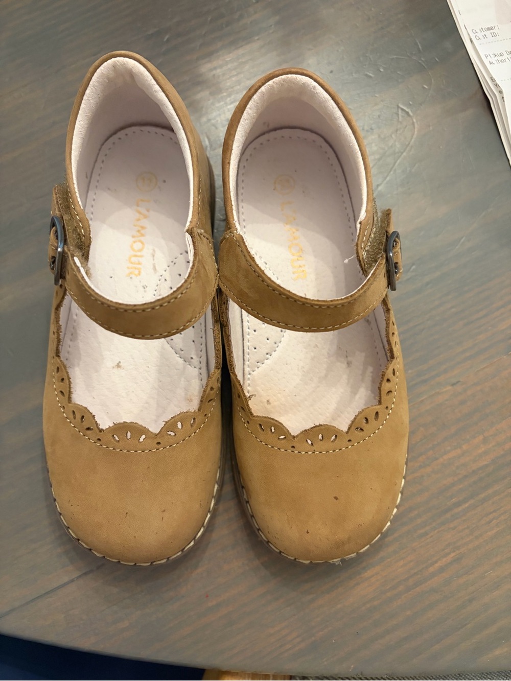 L'Amour Girls Tan Mary Jane Shoes